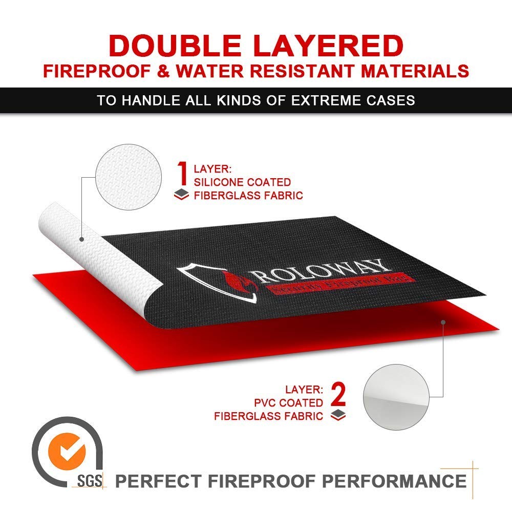 Large Fireproof Bag Water Resistant Document Safe 17 x 12 inches