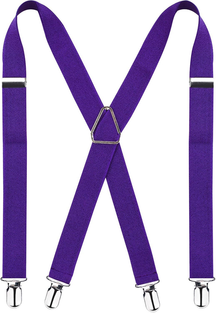 Solid Skinny Suspenders X Shape for Men with Elastic Band