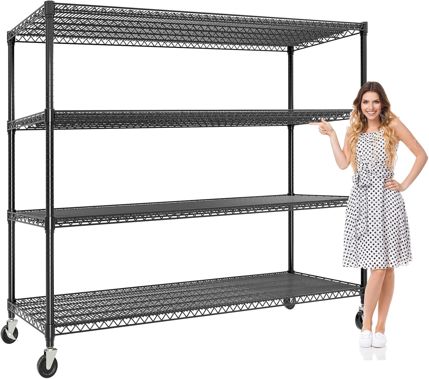 Heavy Duty 5-Tier/4-Tier Shelves Storage Rack Metal Wire Garage Shelving Black