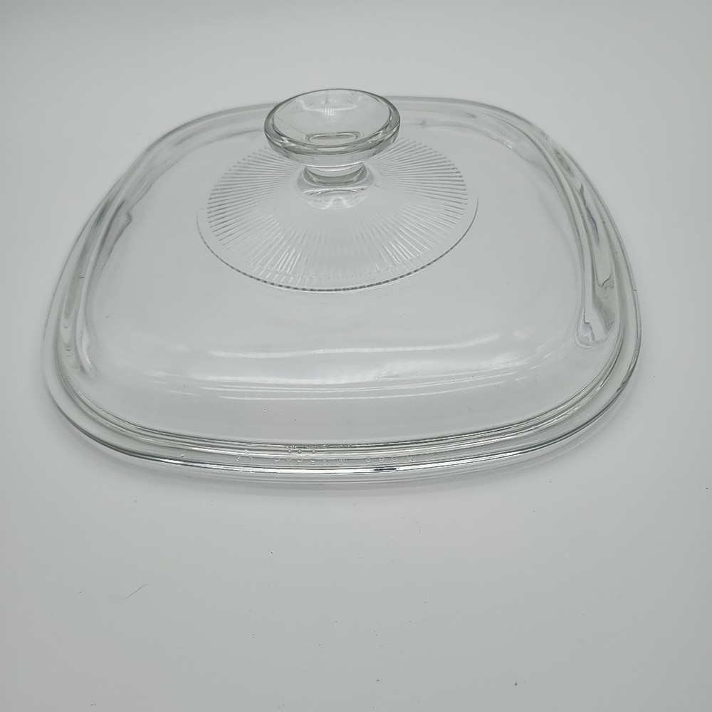 Vtg Ribbed Pyrex A9C Square Glass Lid Replacement Lid for CorningWare Clear