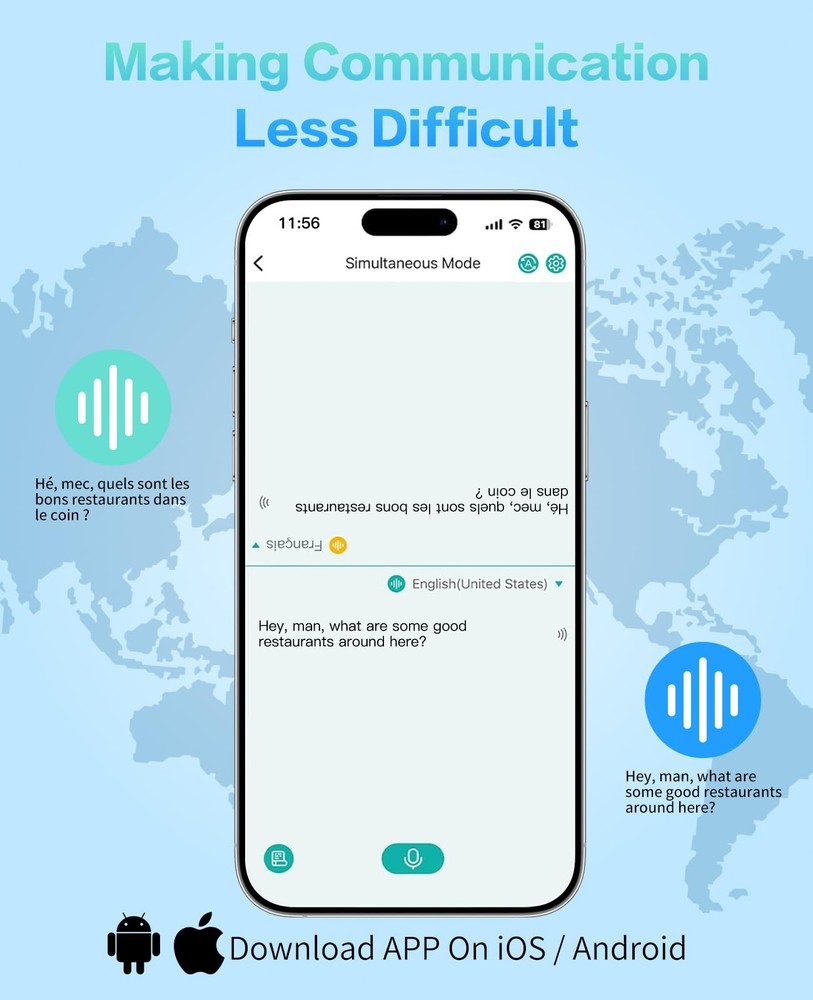 Real time Ai Translator Earbuds Language Translation Device,Spanish and...