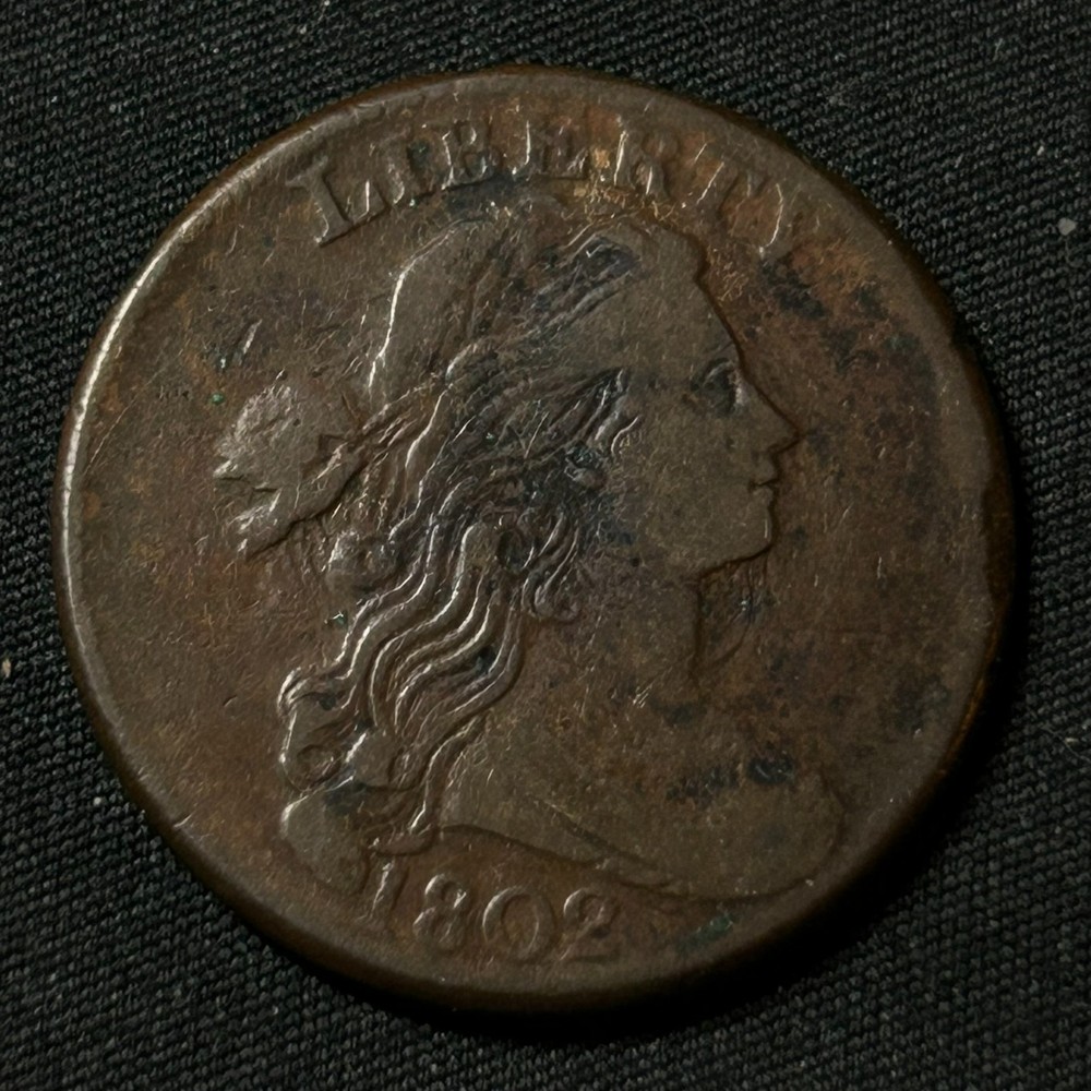1802 Draped Bust Large Cent Philadelphia Mint Fine Condition Normal Reverse