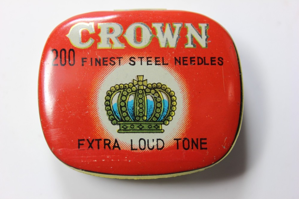 CROWN Gramophone Phonograph Extra Loud Tone Needles TIN - Full