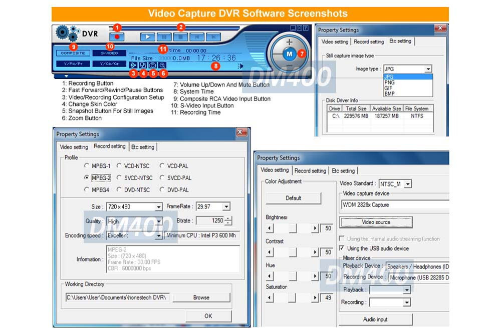 Premium USB Video Capture Dongle With BNC RCA S-Video Input
