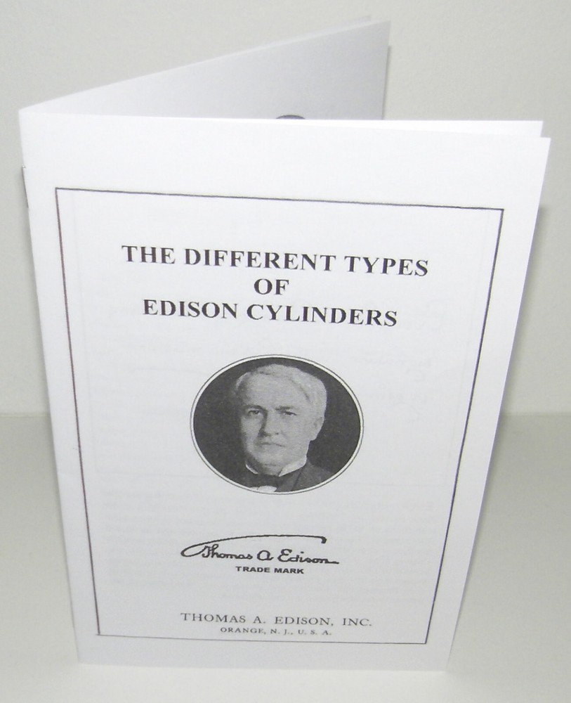 Edison Phonograph Cylinder Type Catalogue Reproduction
