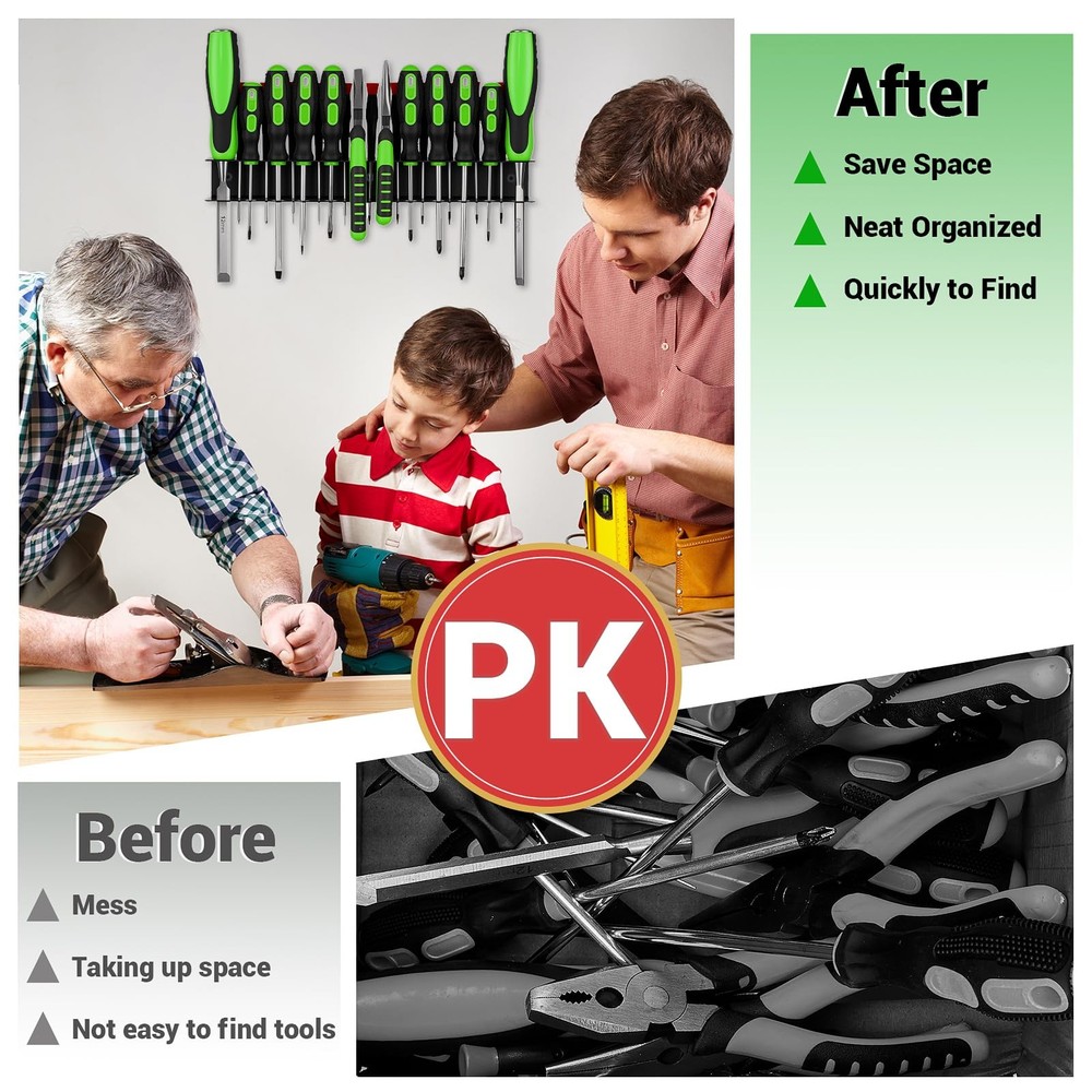 1Pack Screwdriver Plier Organizer Wall Mount Metal Wall Mount Tool Storage Ra...