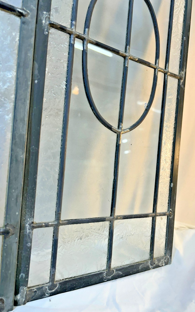 Rectangular Stained Glass Panel frosted design on glass lead frame