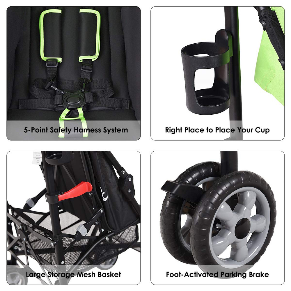 Lightweight & Compact Travel Stroller, Infant to Toddler, Adjustable Backrest &