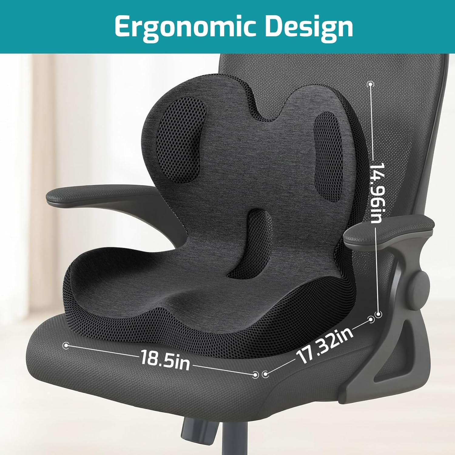 Memory Foam Seat Cushion,Office Chair Cushion with Lumbar Support,L-Shape Ergono