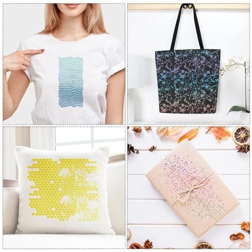 16 Reusable Stencils for Painting - Abstract Texture, Brick & Shoe Patterns, Cra