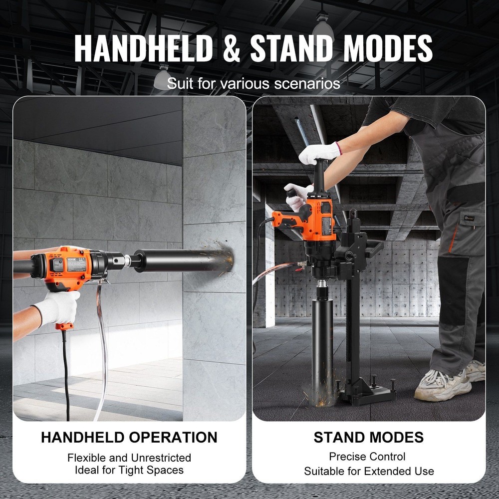 Efficient Core Drilling Machine 2000W 0.8-6.3in Dual Use Format