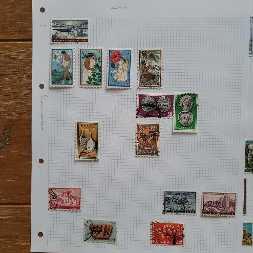 Greece Stamps On 9 Pages