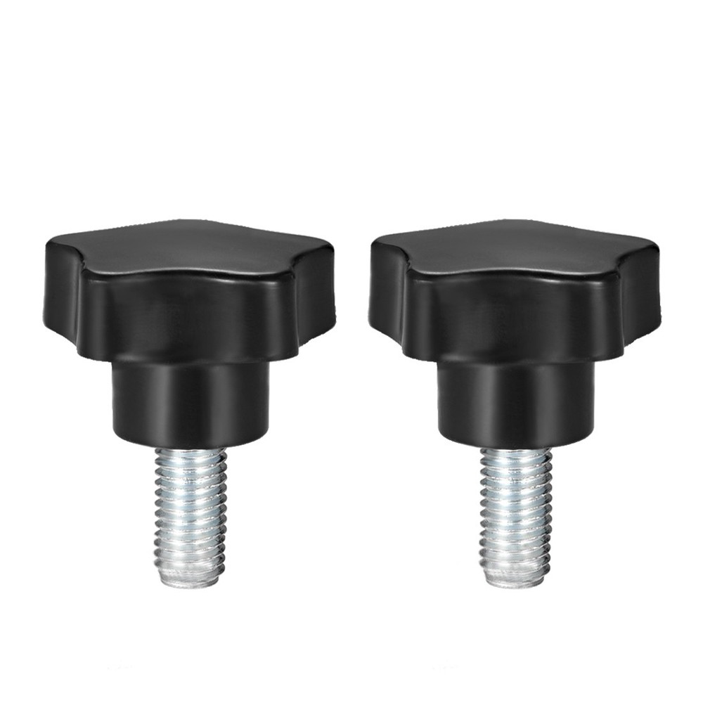 2 Pcs Star Knobs Grips M12 x 30mm Male Thread  Steel Zinc Stud Replacement PP