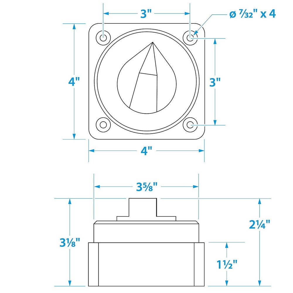 Seachoice 11531 Battery Select Switch, Compact, Disconnect Isolator Cutoff, Dual