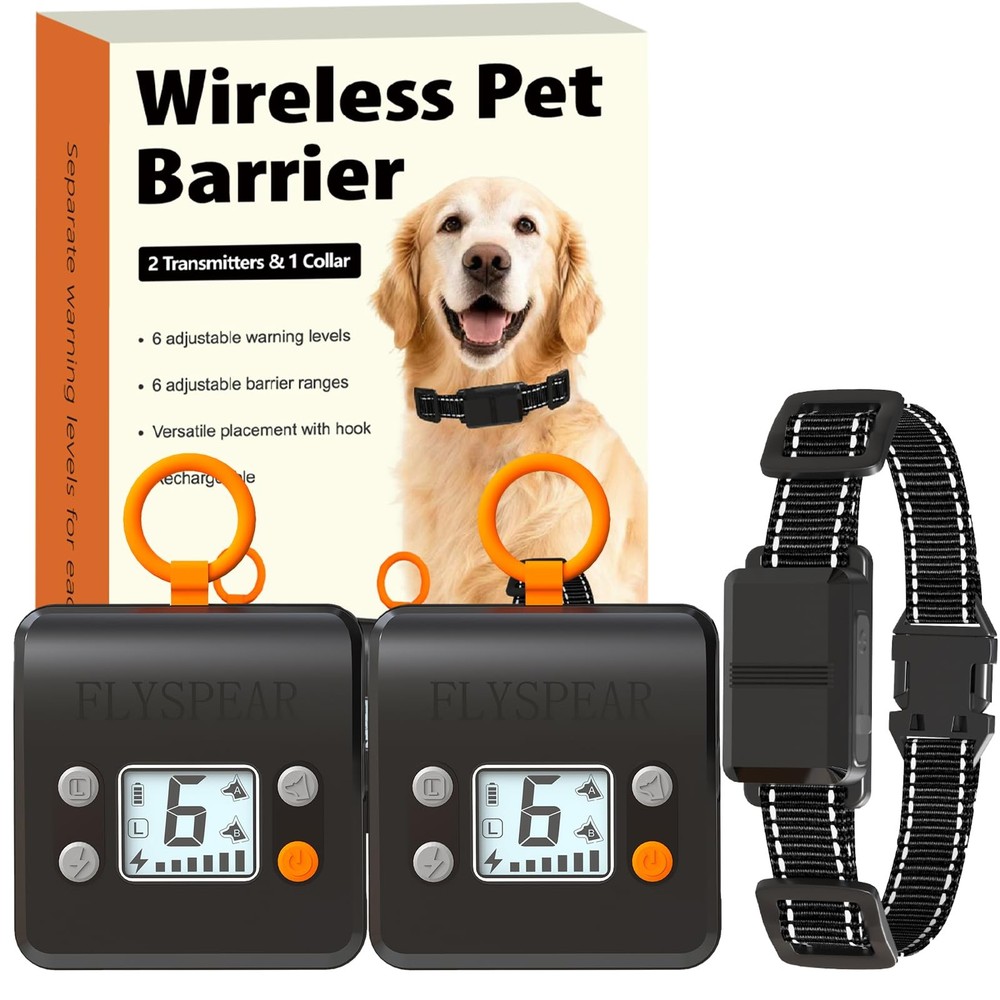 Wireless Pet Barrier with 2 Transmitters - Rechargeable Indoor Barrier with 6...