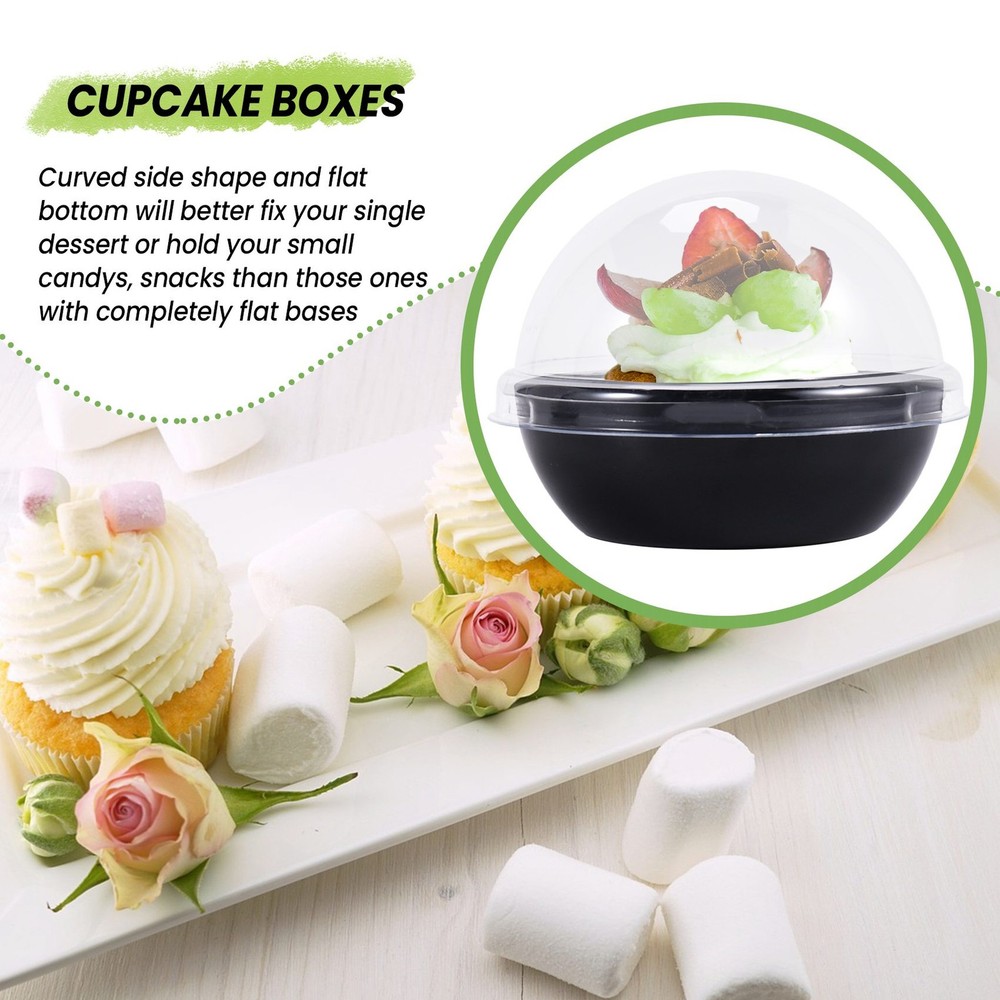 50 Pack Clear Plastic Cupcake Container, Individual Packaging Treat Boxes4250