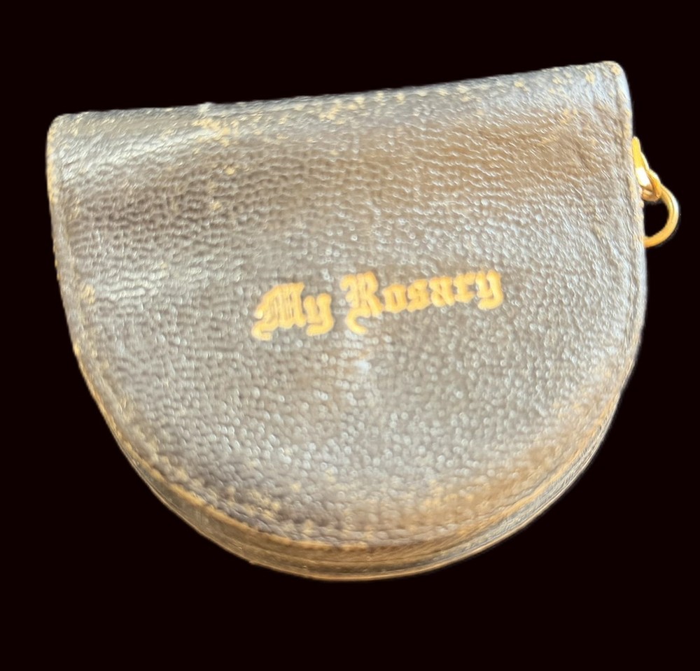 Vintage All Sterling Silver Bead & Component 17" Catholic Rosary w Case