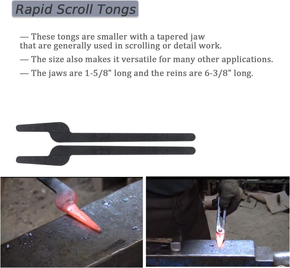 Five Versatile Blacksmith Tongs in Lightweight Steel - Perfect for Beginners