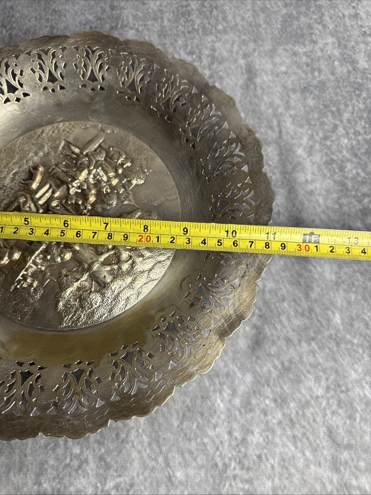 Hans Jensen Denmark Silverplate Repousse Embossed PLATE Whale Hallmark 11”