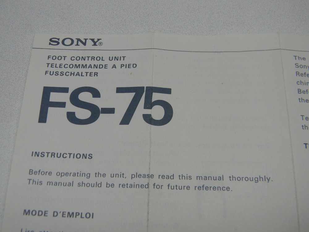 Sony FS-75 Foot Control Unit Pedal for Dictation Machine #720