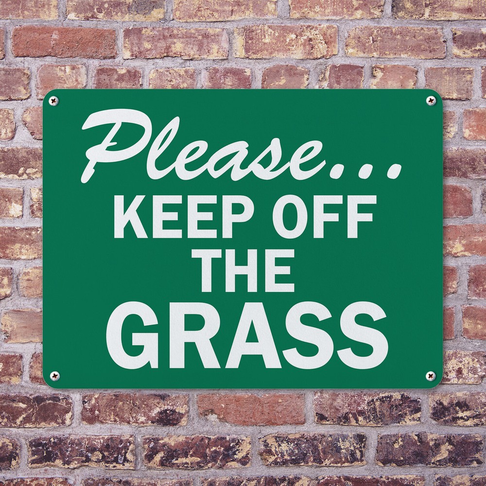 (2 Pack) Please...Keep Off The Grass OSHA ANSI Sign Decal Metal Plastic