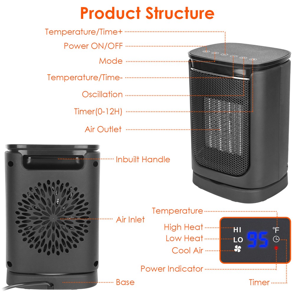 High Power 1500W Electric Space Heater with Ceramic Technology Remote Control
