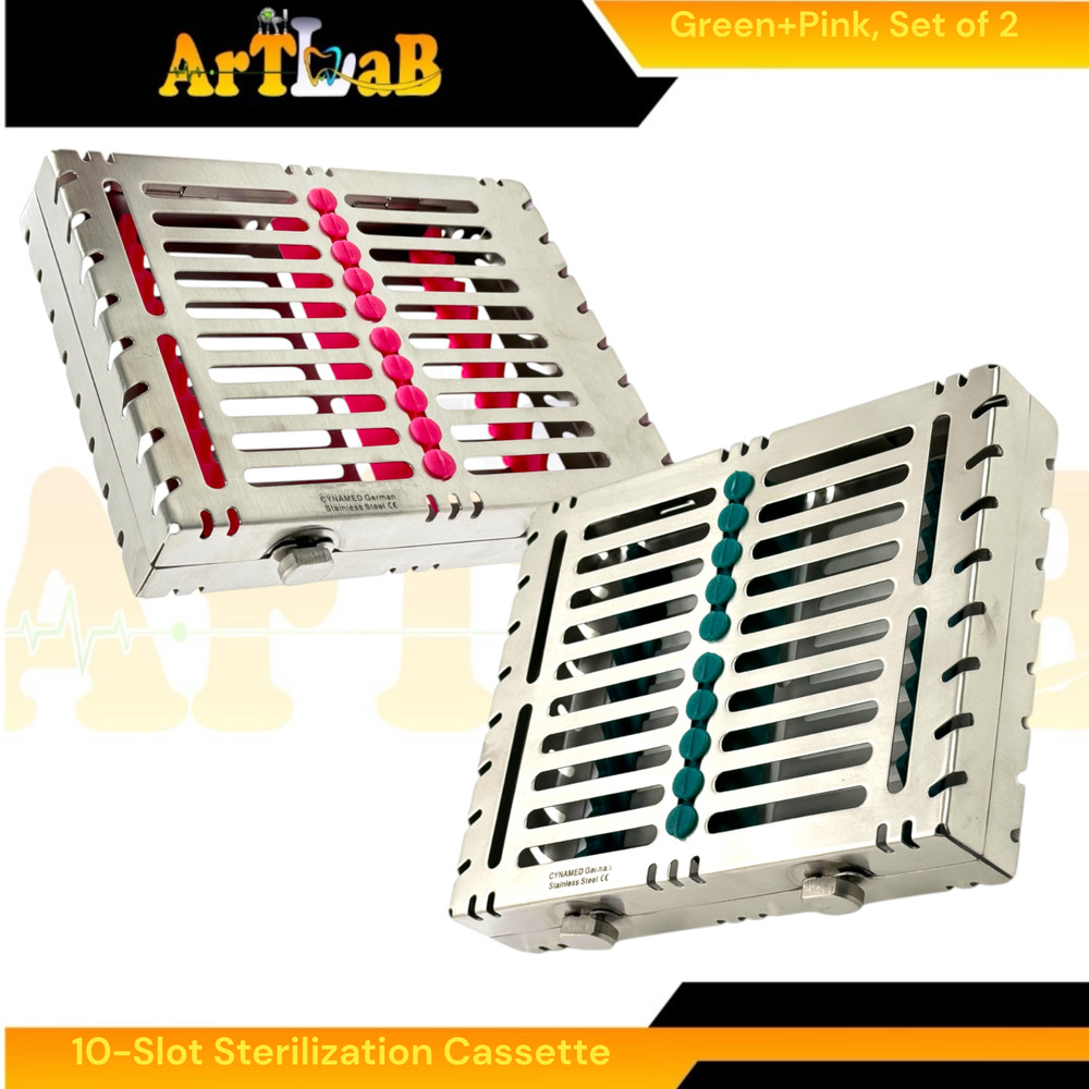 Autoclave Sterilization Boxes for 10 Instruments Each, Detachable, 2-Button (2PK