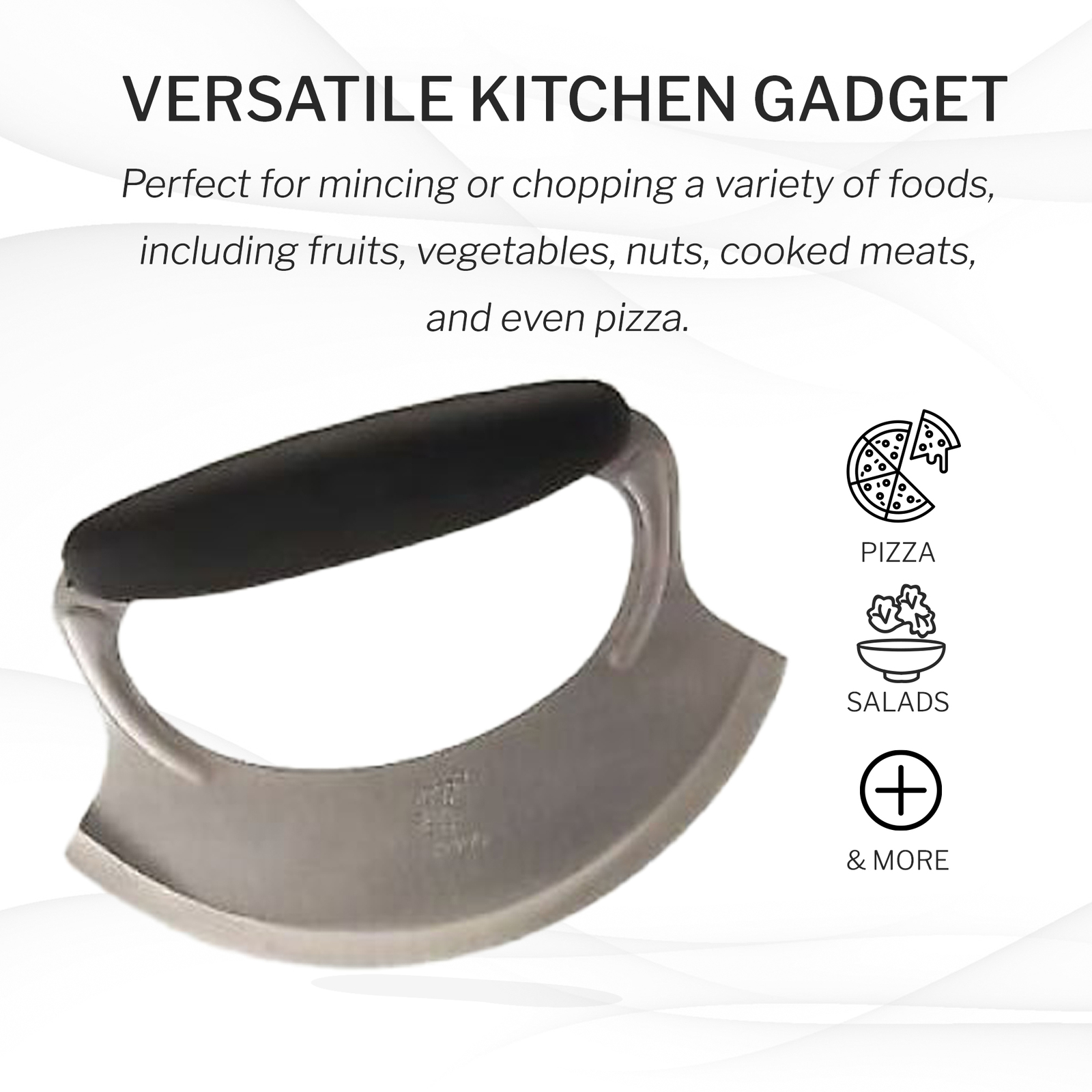 Amco Mezzaluna Stainless Steel With Non Slip Silicone Handle Silver