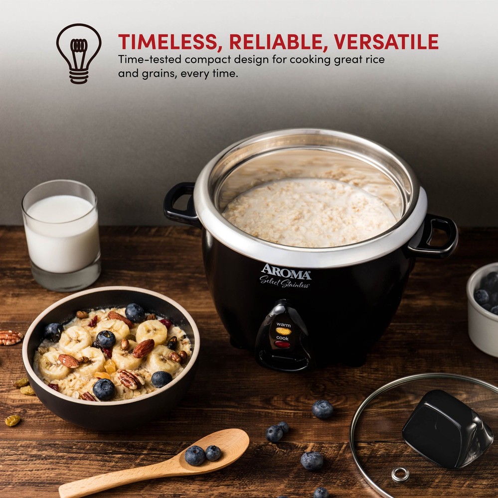 Select Stainless 6-Cup Electric Rice Cooker, Black