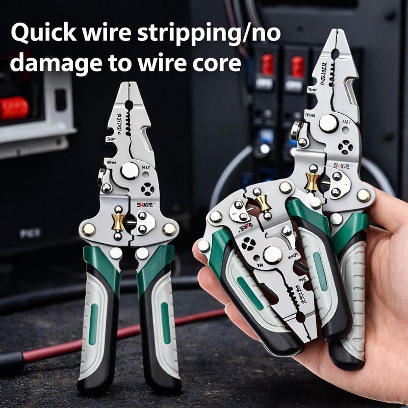 Foldable Multi-Function Wire Stripper and Crimping Pliers for Electricians