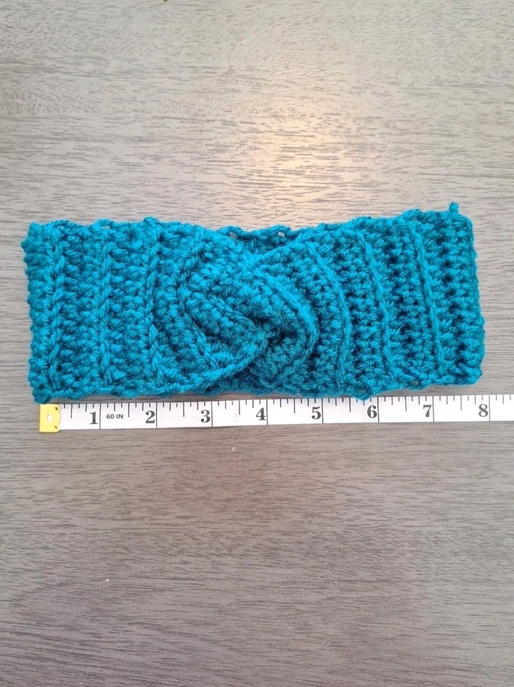 Crocheted Headband For Winter Teal S/M