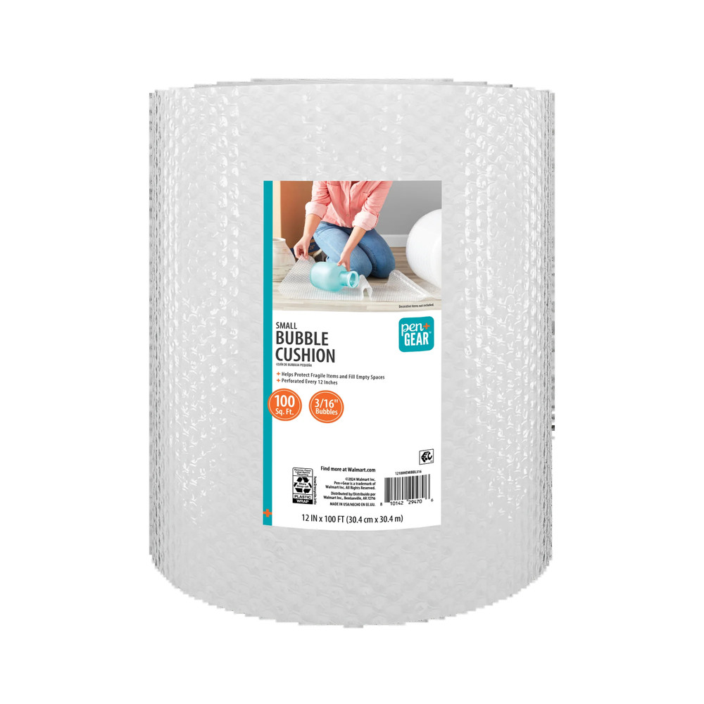 12" X 100' 3/16" Bubble Wrap Roll, Small Bubbles