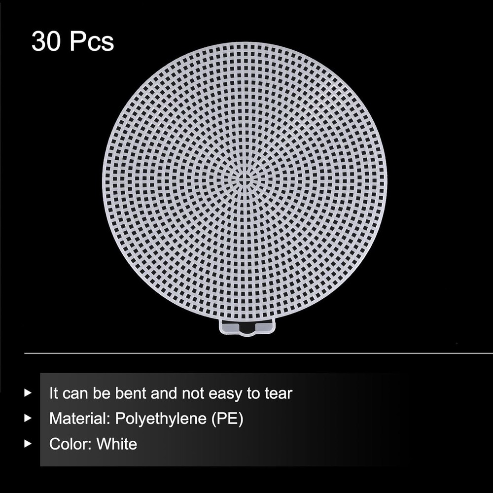 30pcs 6" Plastic Mesh Canvas Sheet 13 Count Round Needlepoint Blank Canvas fo...