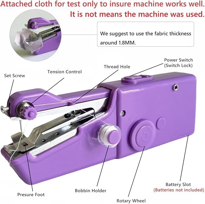 NIB Handheld Sewing Machine, Mini Sewing Machine Quick Stitching White/Purple