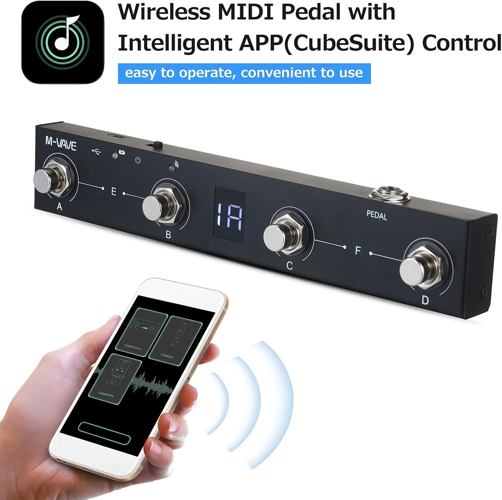 Btuty BT MIDI Foot Controller Wireless Rechargeable 4...