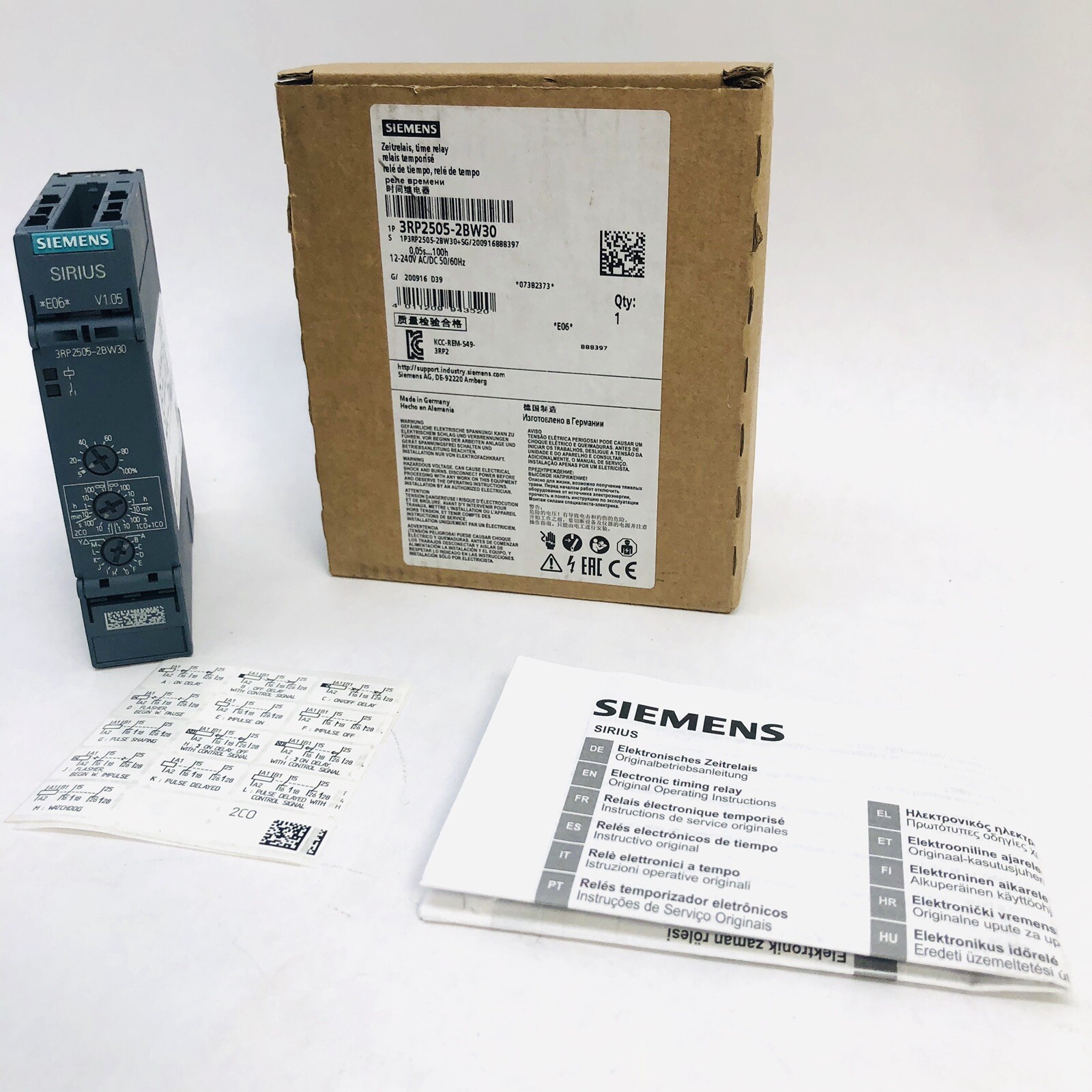 SIEMENS SIRIUS TIME RELAY 3RP2505-2BW30 , 12-240V AC/DC50/60HZ