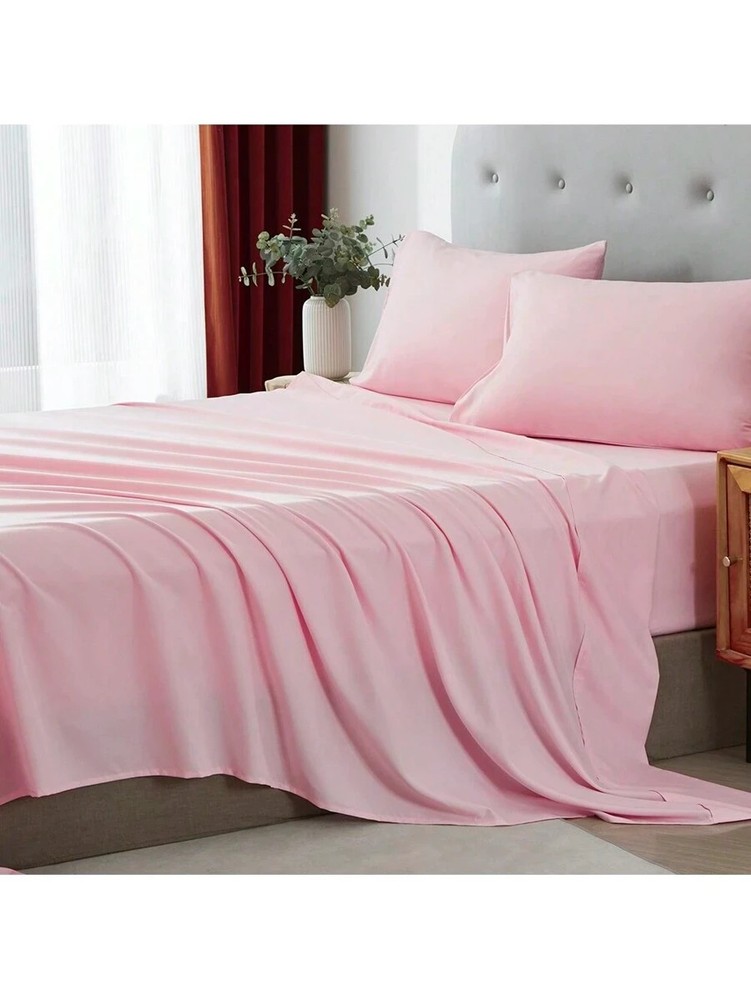 3/4 Piece Bed Sheet Soft Cooling Comfortable Breathable Bedding, Pink