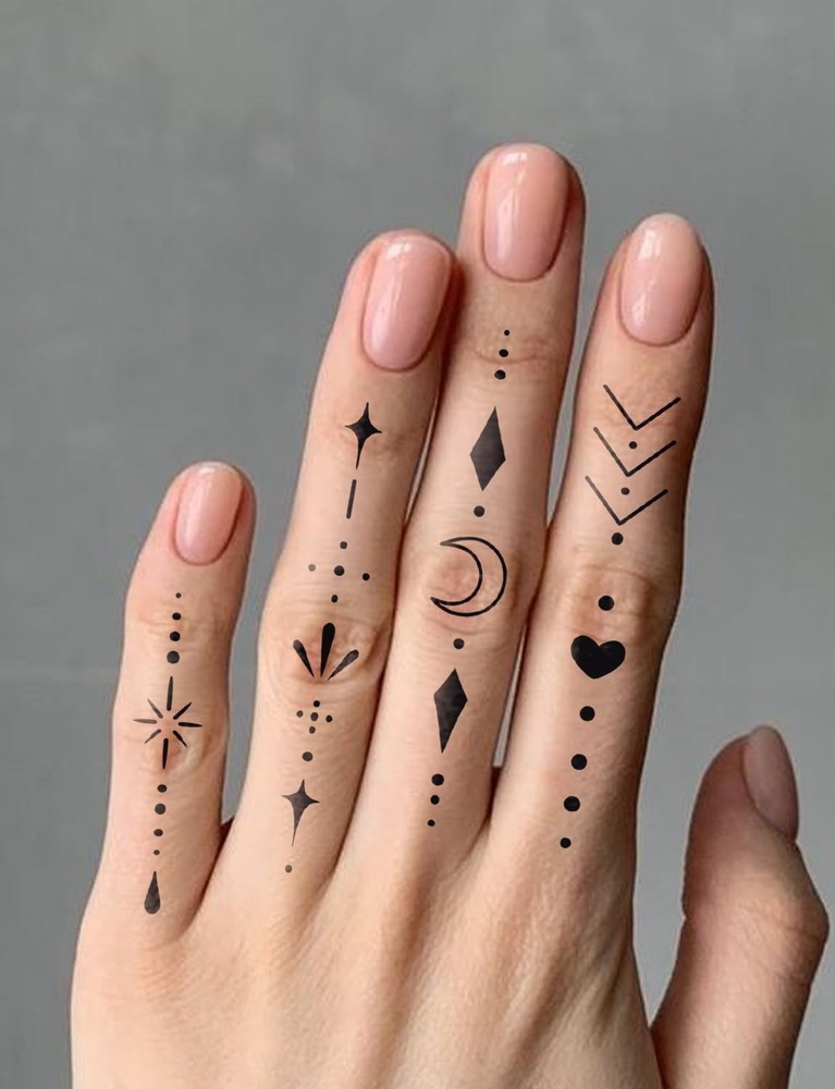 Semi Permanent Tattoos, 2 Sheets Realistic Black Small, Beautiful Tiny Henna