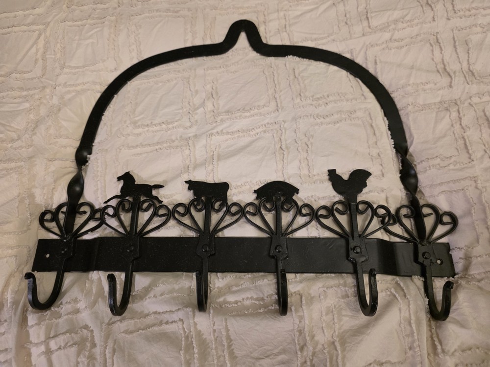 Wrought Iron Barnyard Animal Wall Mount Key Holder Hooks