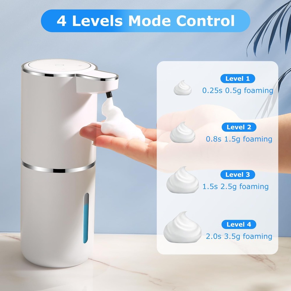 2 Pack Automatic Soap Dispensers,12.8oz/380ml USB Touchless Foaming, White