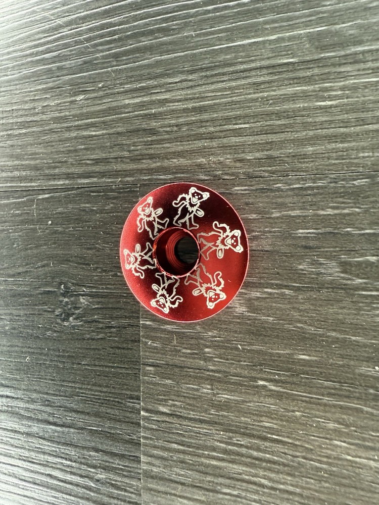 Dancing Bear Headset Stem Top Cap 1 1/8 Grateful Dead Red