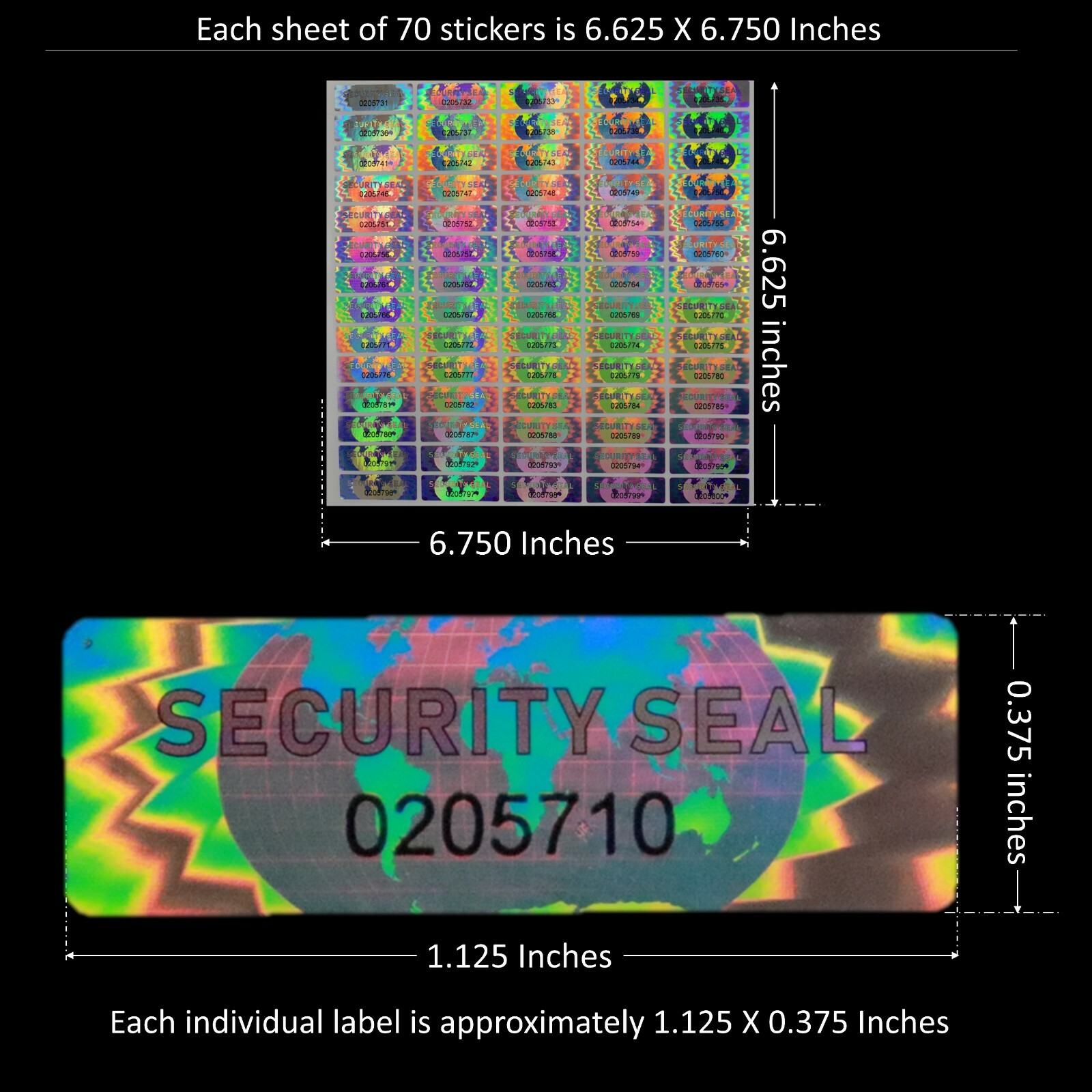 SECURITY SEAL Tamper Proof Security Sticker (SERIAL NUMBERS) (AvR051)