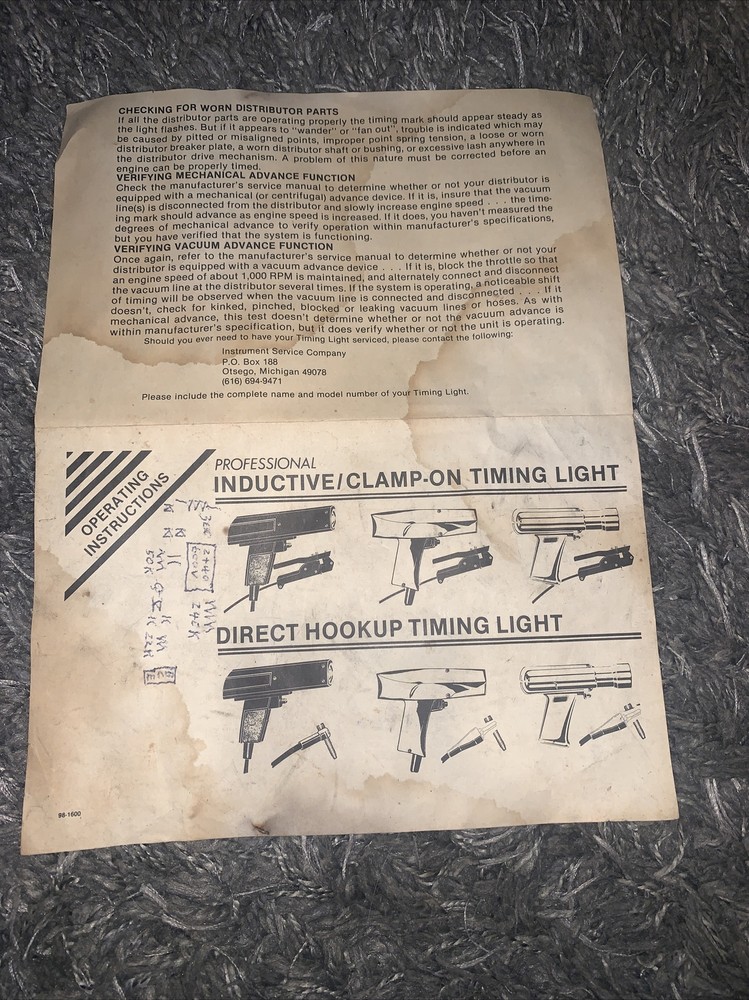 Vintage Sears Roebuck DC Powered Inductive Timing Light & Manual Model 4118