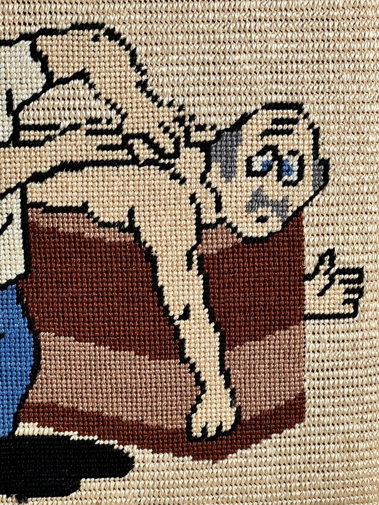 Needlepoint Completed Chiropractic Funny Vintage Art Chiropractor