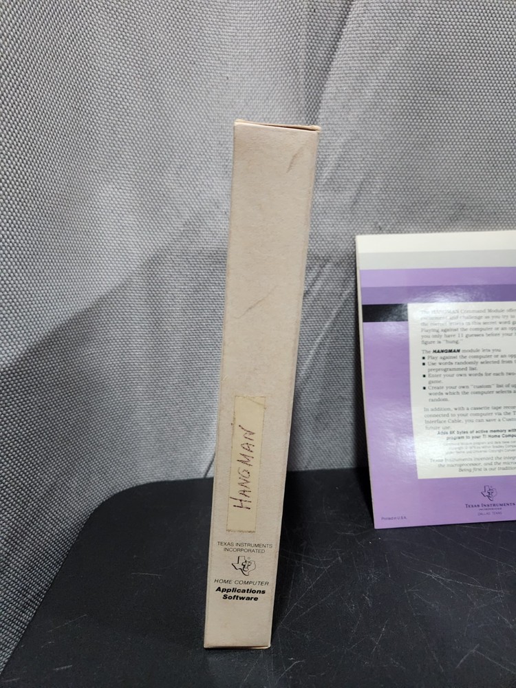 TI99-4a Home Computer Hangman Command Module Rare CIB Complete In Box