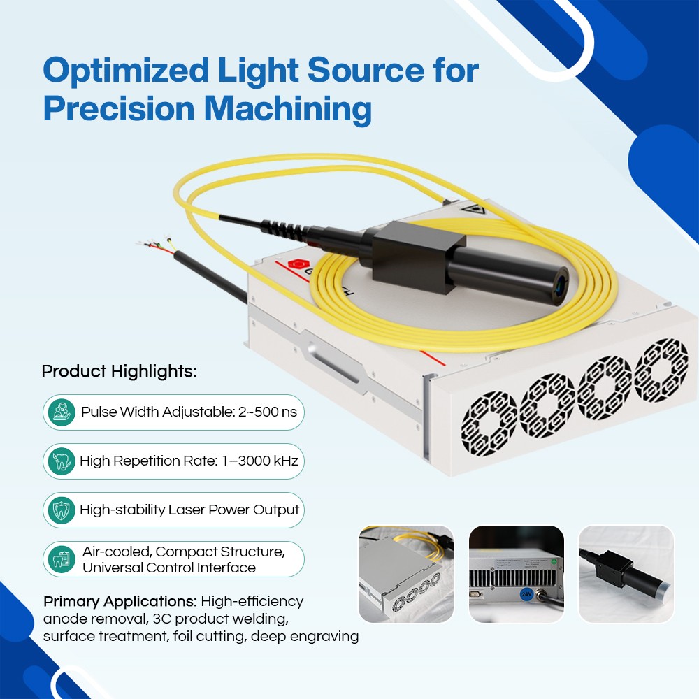 Gztech MOPA Pulse Laser Source 200W 1.5MJ For Laser Cut Cleaning Marking Machine