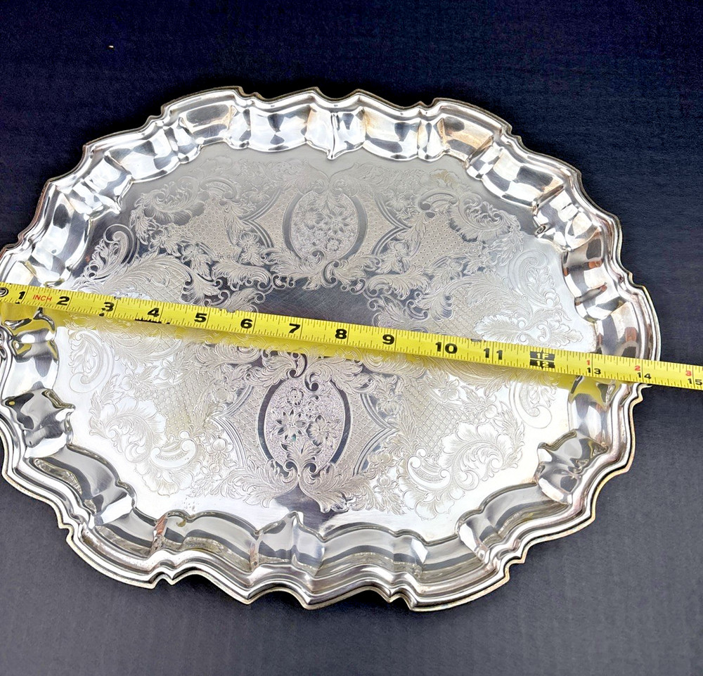 Vintage W&S Blackinton Oval Footed Silver Serving Tray 14 x 11" ~ FREE SHIPPING