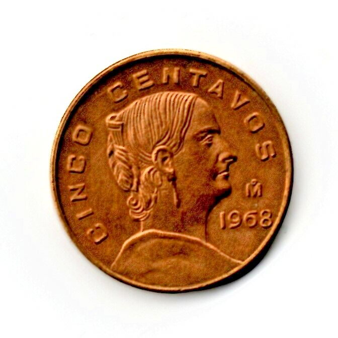 1968 Mexico Five Centavos Coin