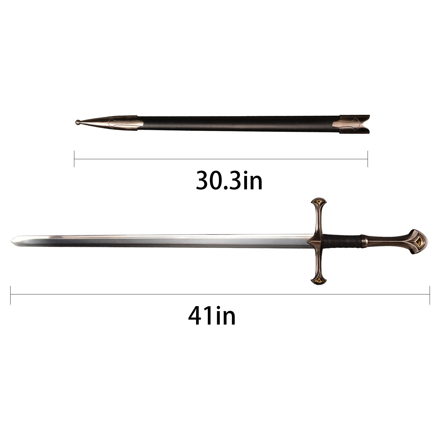 [OPEN BOX]41" Medieval Stainless Steel Elendil Sword lord Aragon Western Knight
