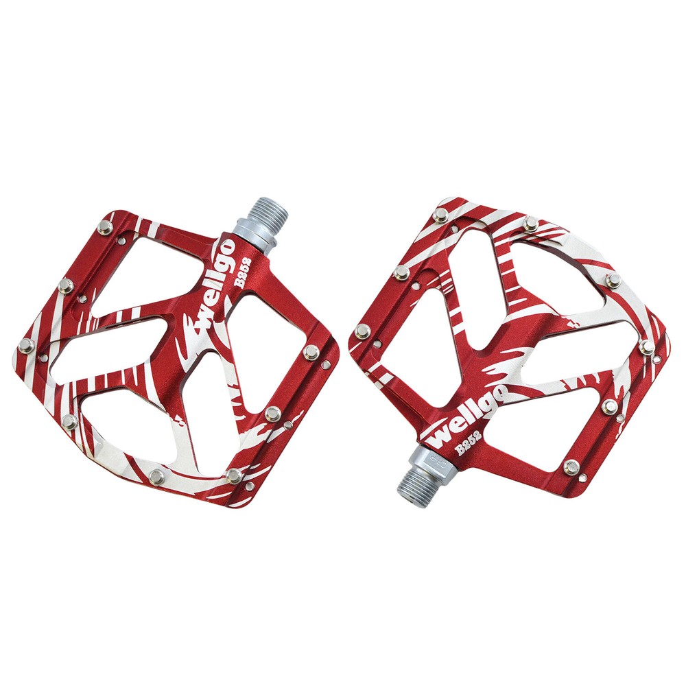 Wellgo B252 Flat Pedals Low Profile Design , Red